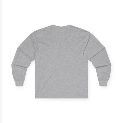 Plain back of gray long sleeve tee on a white background