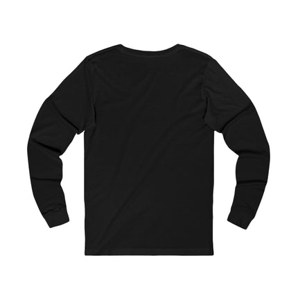 Back of black long-sleeve shirt on a white background