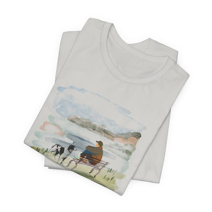 Watercolor Dog Walk T‑Shirt — Man's Best Friend Tee