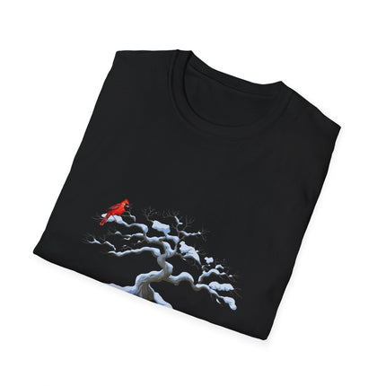 Cardinal on Wintery Tree T-Shirt — Minimal Nature Graphic Tee