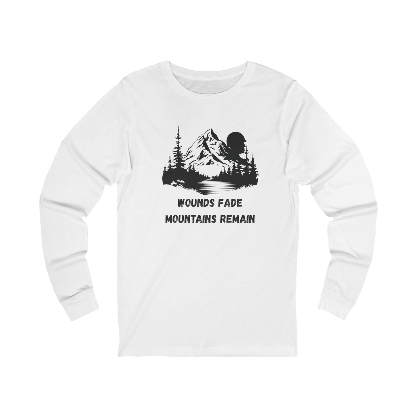 Mountain with Soldier Profile Long Sleeve Unisex Tee
