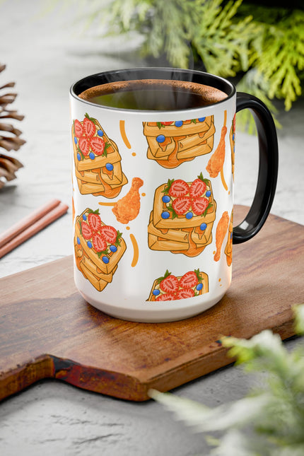 Coffee Mug- Colorful Chicken and Waffles Design Autumn Colors