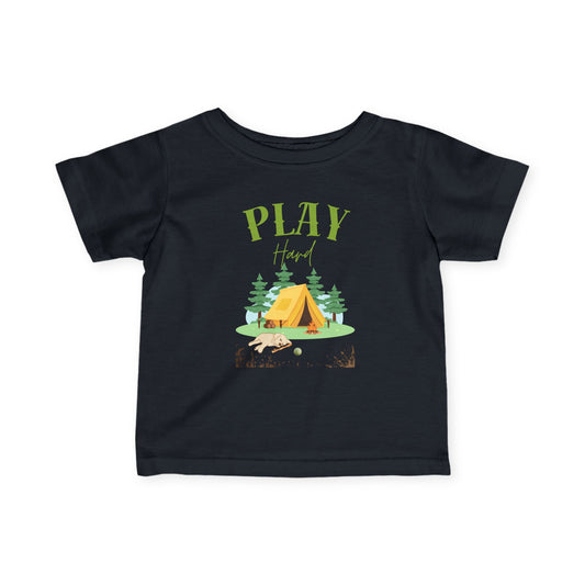 Play Hard Adventure Infant Tee with tired Labrador Puppy