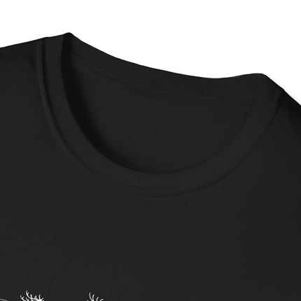 Close-up of a black t-shirt without tags on a white background