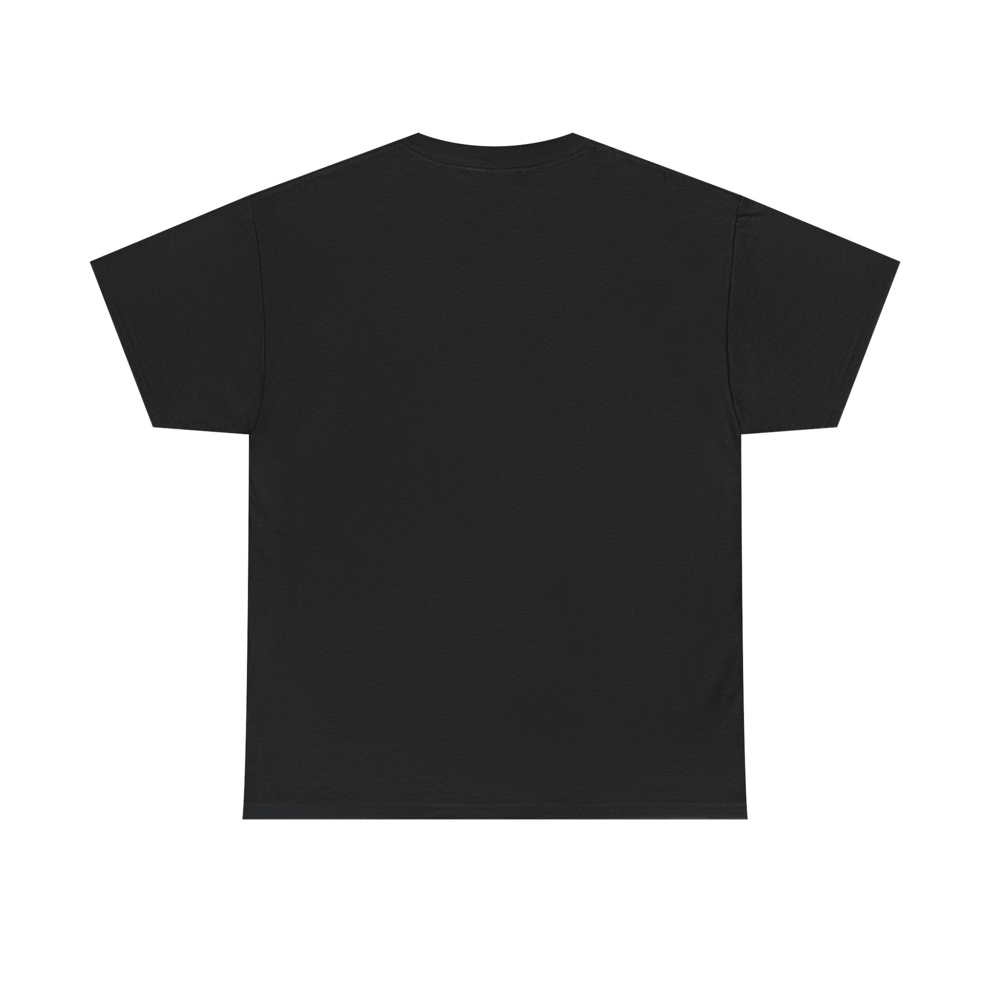Plain back of black t-shirt on a white background