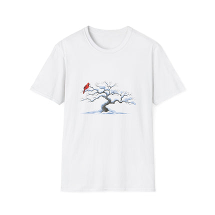 Cardinal on Wintery Tree T-Shirt — Minimal Nature Graphic Tee
