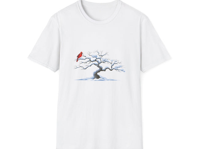 Cardinal on Wintery Tree T-Shirt — Minimal Nature Graphic Tee