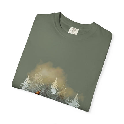 Dog & Pine Forest T-Shirt — Watercolor Hunting Pointer Tee