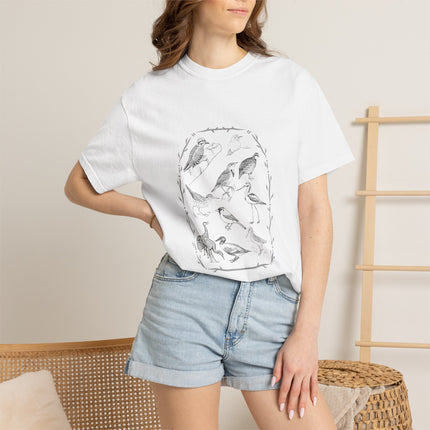 Vintage Birds Nature Tee — Nature Journal Illustration T-Shirt