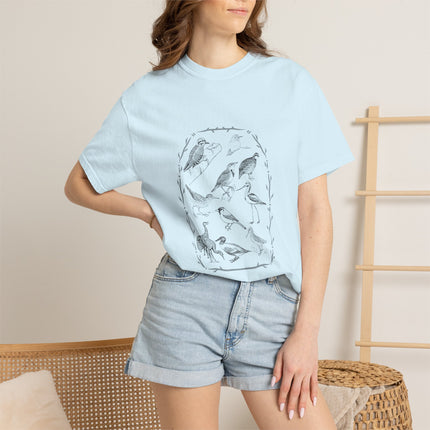 Vintage Birds Nature Tee — Nature Journal Illustration T-Shirt