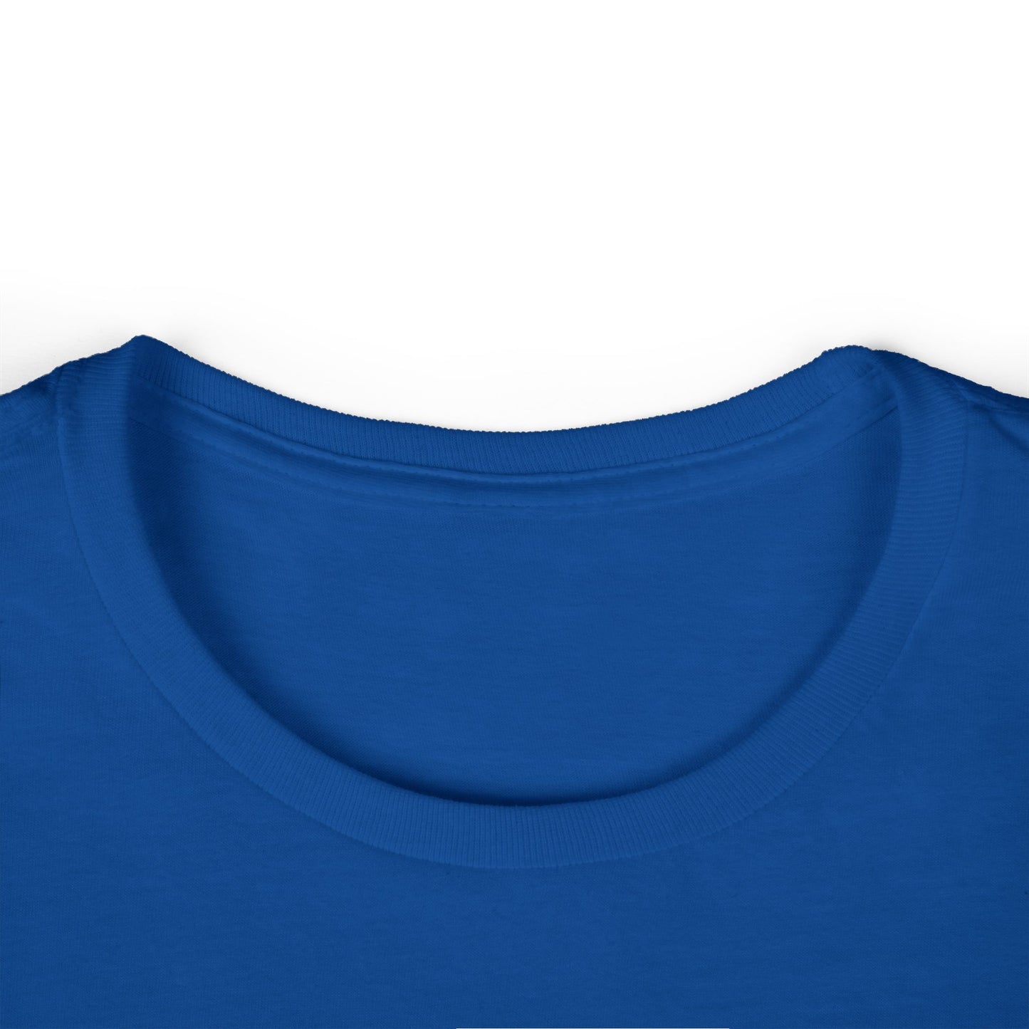 Close-up of a blue shirt collar on a white background