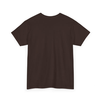 Back of plain brown t-shirt with on a white background