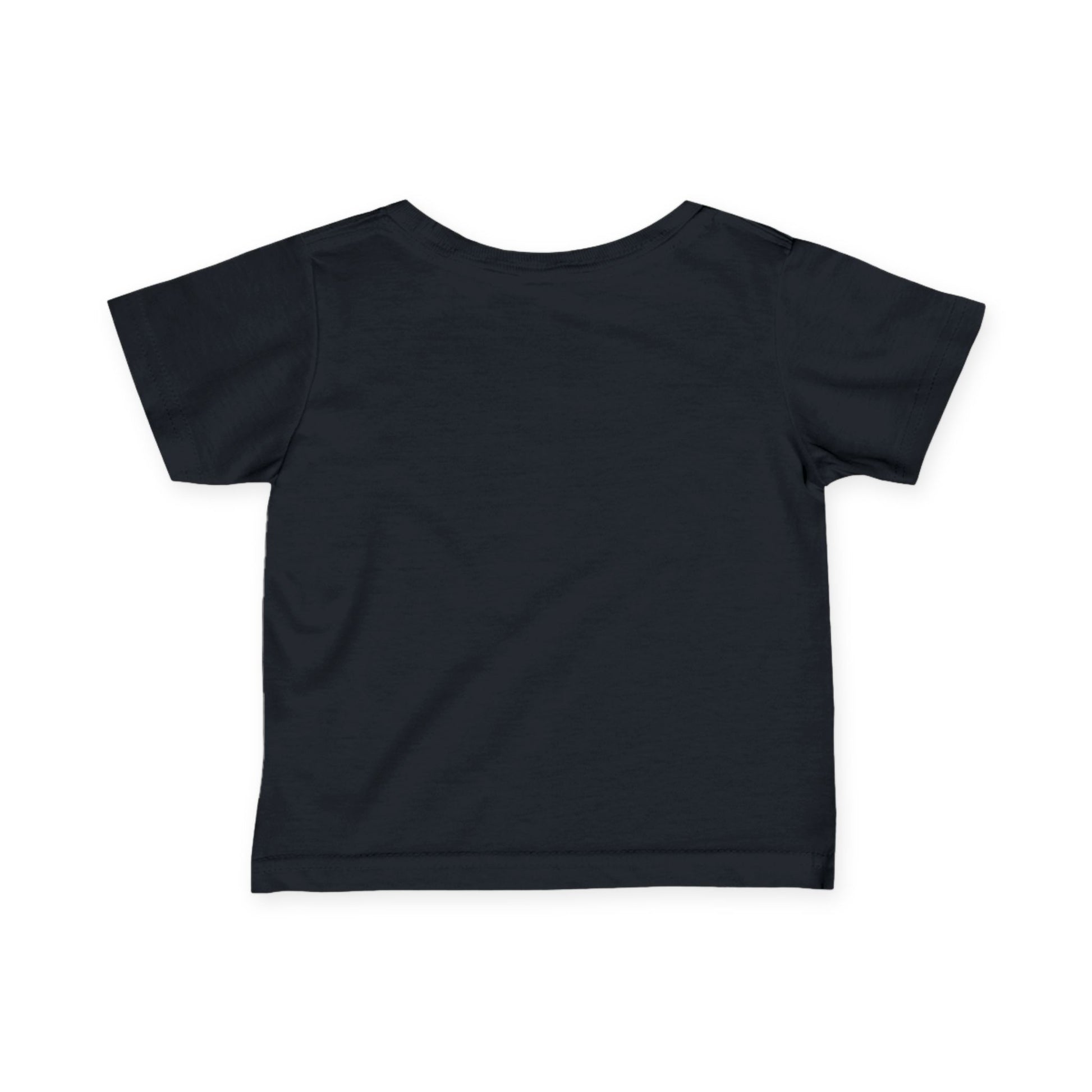 Plain back of black t-shirt on a white background