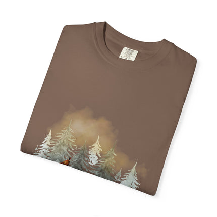 Dog & Pine Forest T-Shirt — Watercolor Hunting Pointer Tee