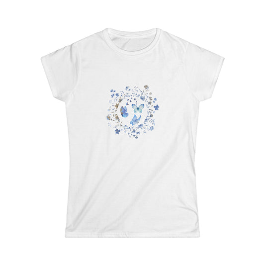 Women's Floral Butterfly Tee - Softstyle Shirt, Nature Lover Gift