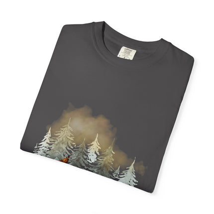 Dog & Pine Forest T-Shirt — Watercolor Hunting Pointer Tee