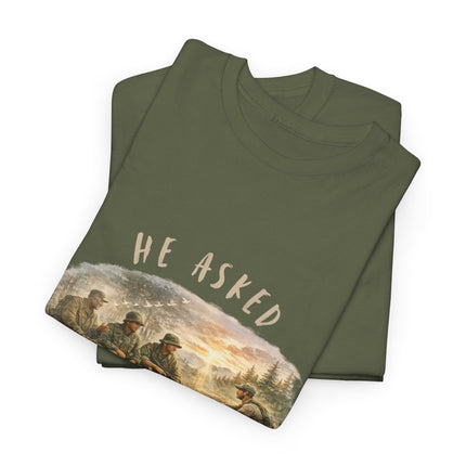 Veterans Watercolor Generations Unisex Tee 'He Asked They Answered' Memorial Military Tribute