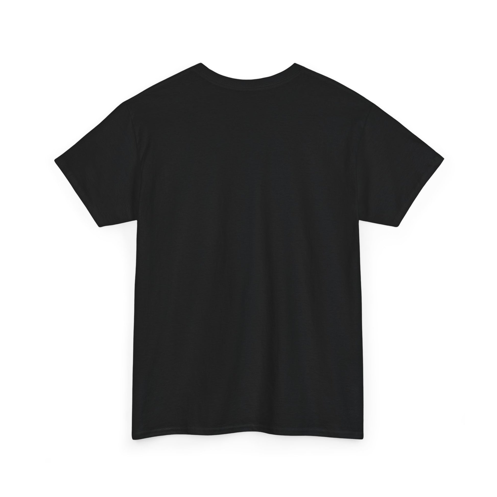 Plain back of black t-shirt on a white background