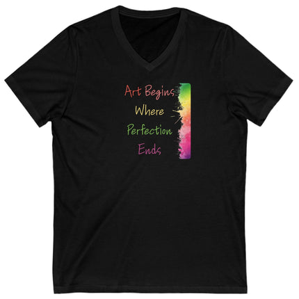 Art-Inspired Unisex V-Neck Tee, Colorful Graphic Shirt for Artists