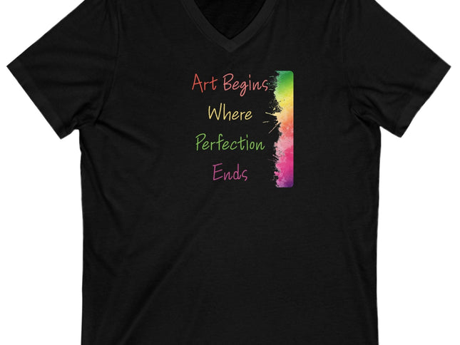 Art-Inspired Unisex V-Neck Tee, Colorful Graphic Shirt for Artists