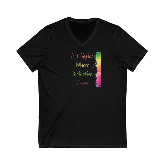 Art-Inspired Unisex V-Neck Tee, Colorful Graphic Shirt for Artists