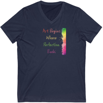 Art-Inspired Unisex V-Neck Tee, Colorful Graphic Shirt for Artists