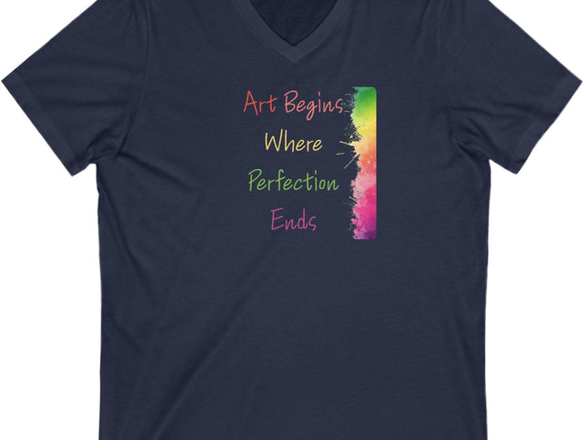 Art-Inspired Unisex V-Neck Tee, Colorful Graphic Shirt for Artists