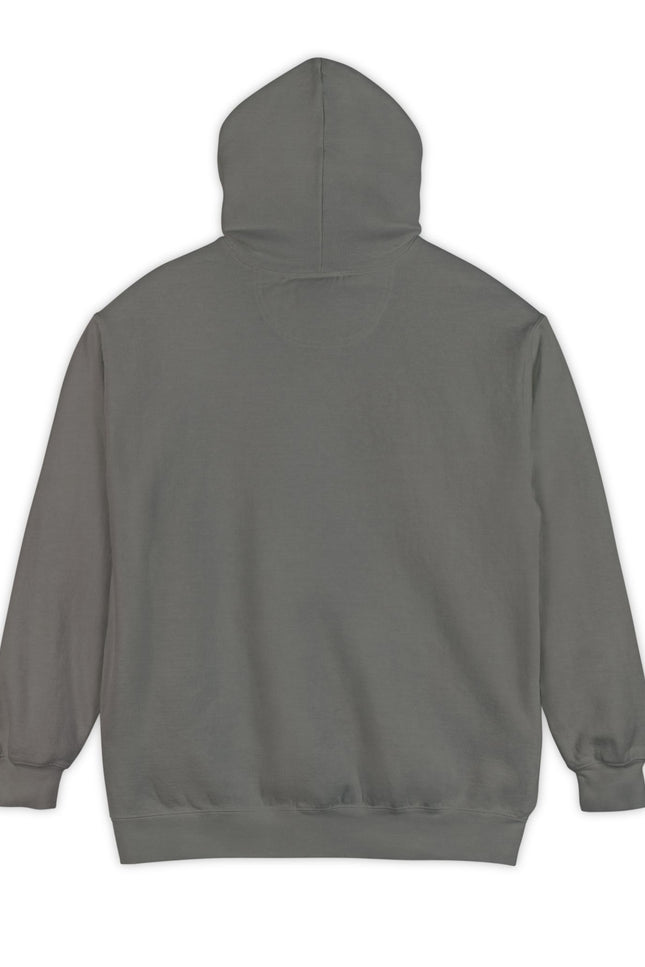 Back of Plain Gray hoodie on a white background