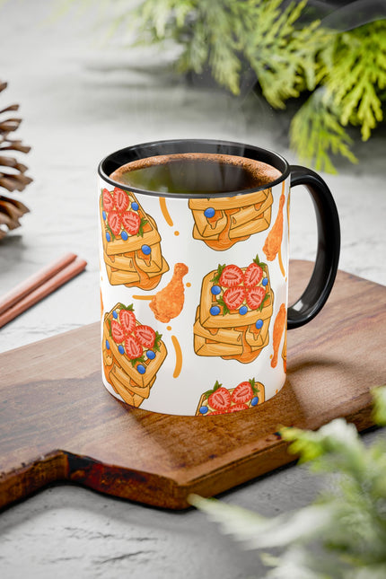 Coffee Mug- Colorful Chicken and Waffles Design Autumn Colors
