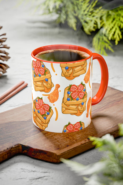 Coffee Mug- Colorful Chicken and Waffles Design Autumn Colors