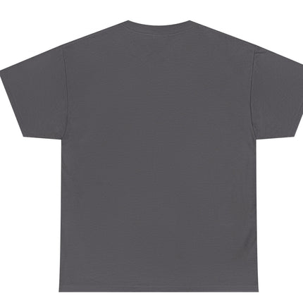 Plain back of a dark gray t-shirt on a white background