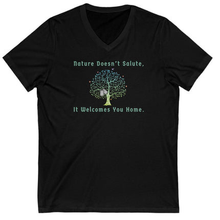 Welcome Home Military Nature-Inspired Unisex V-Neck Tee