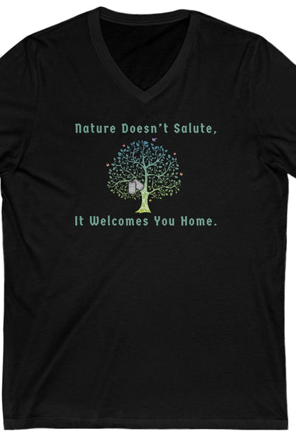 Welcome Home Military Nature-Inspired Unisex V-Neck Tee