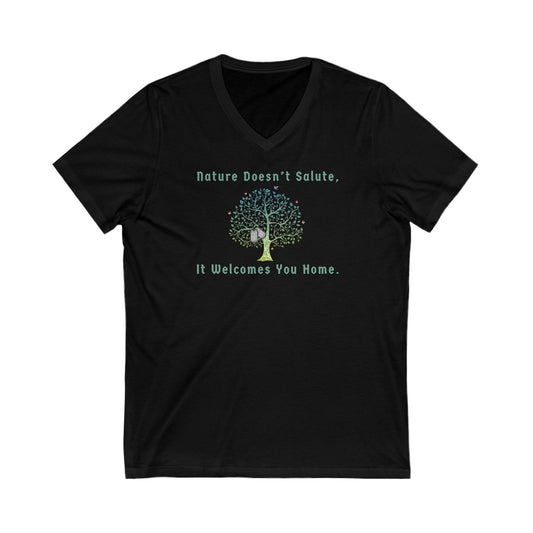 Welcome Home Military Nature-Inspired Unisex V-Neck Tee