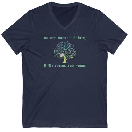 Welcome Home Military Nature-Inspired Unisex V-Neck Tee