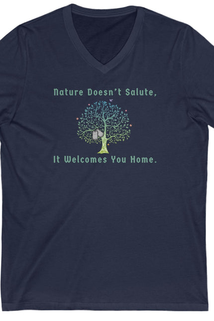 Welcome Home Military Nature-Inspired Unisex V-Neck Tee