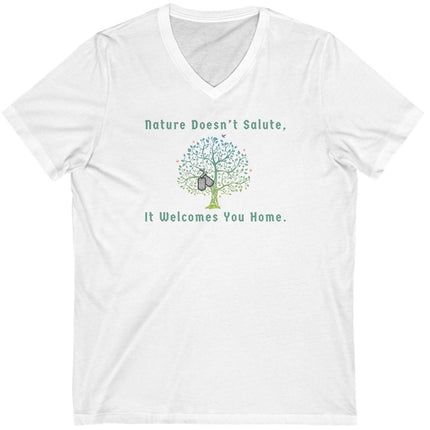 Welcome Home Military Nature-Inspired Unisex V-Neck Tee