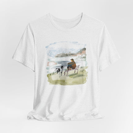 Watercolor Dog Walk T‑Shirt — Man's Best Friend Tee