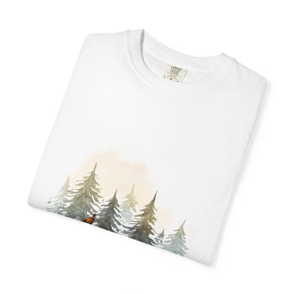 Dog & Pine Forest T-Shirt — Watercolor Hunting Pointer Tee