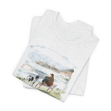Watercolor Dog Walk T‑Shirt — Man's Best Friend Tee