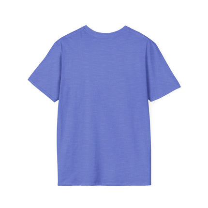 Back of Blue t-shirt on a white background