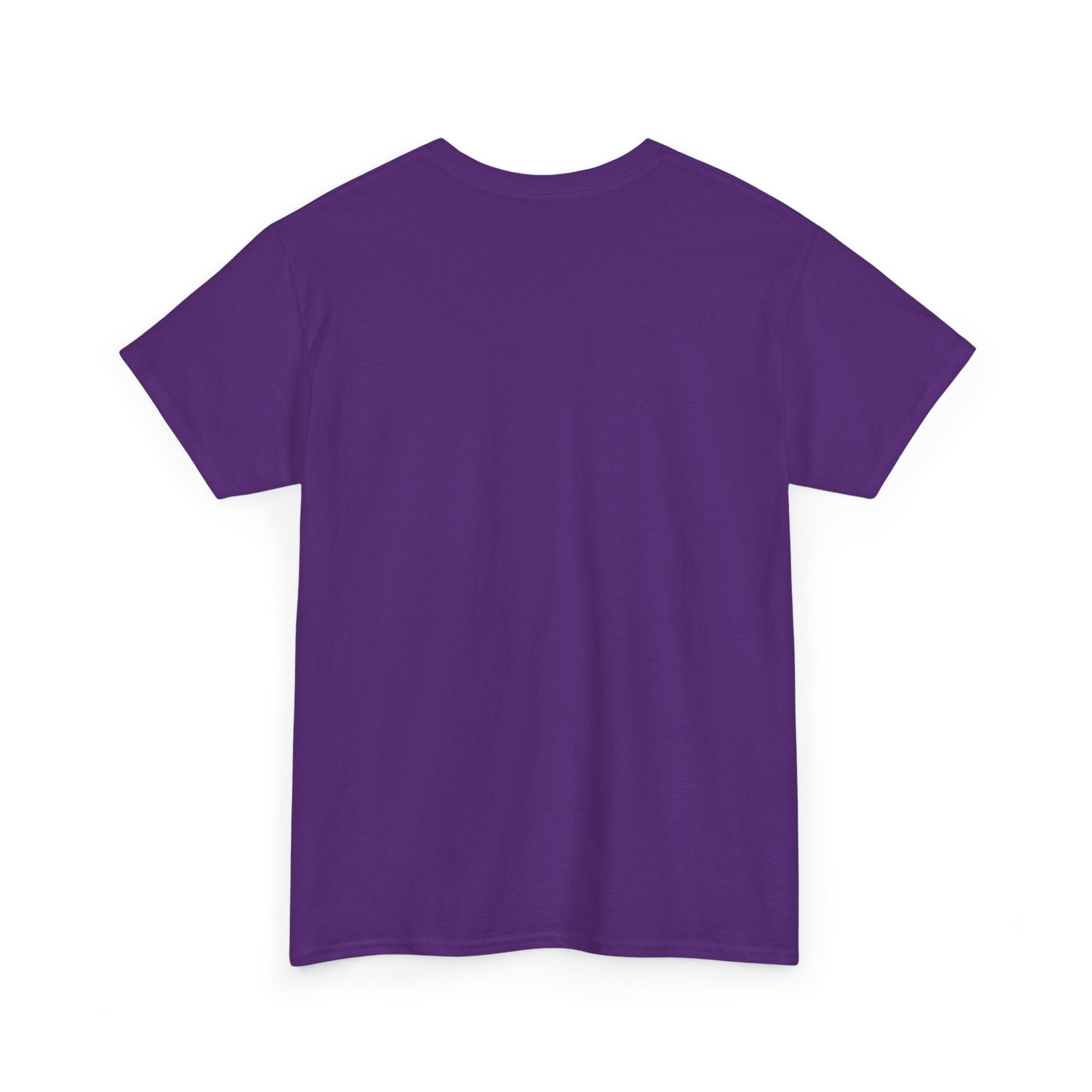 Plain back of purple t-shirt on a white background