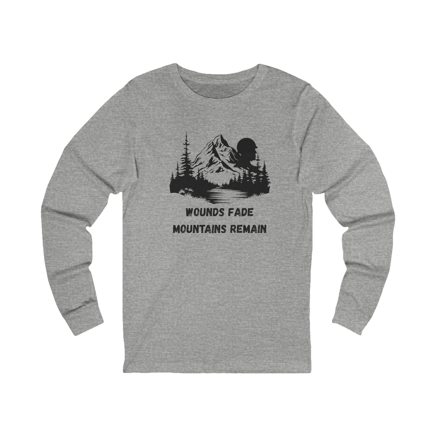 Mountain with Soldier Profile Long Sleeve Unisex Tee