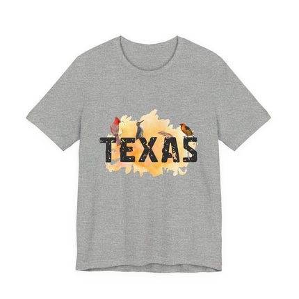 Gray t-shirt with 'Texas' graphic design on a white background