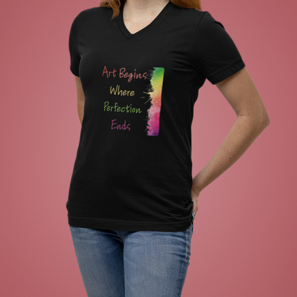 Art-Inspired Unisex V-Neck Tee, Colorful Graphic Shirt for Artists