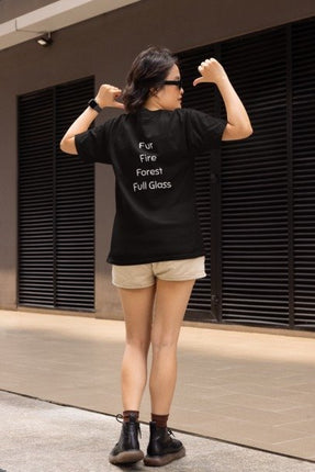 Saturday Night Besties Dog and Wine T‑Shirt — 'Fur Fire Forest Full Glass' Graphic Tee