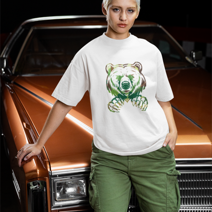 Bear Graphic Oversized Tee, Casual Style Shirt, Unisex Apparel