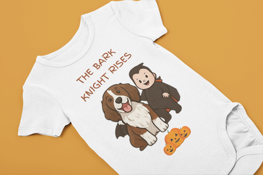The Bark Knight Rises Baby Onesie Springer Spaniel Halloween Outfit