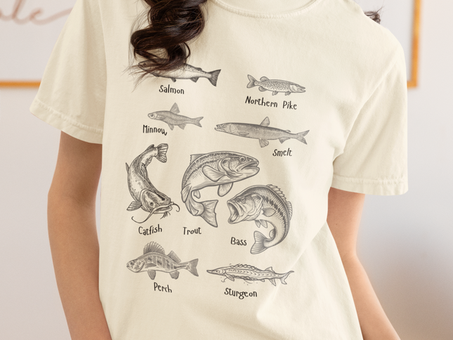 Vintage Fish Identification T-Shirt — Illustrated Species