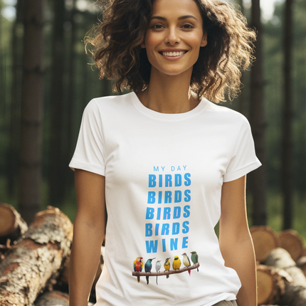 Birds Birds Birds Birds Wine T-Shirt — Funny Birdwatching Tee